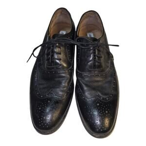 Johnston Murphy Wingtip Oxford Dress Shoes Black Leather‎ Brogue Lace Up 9.5 Men